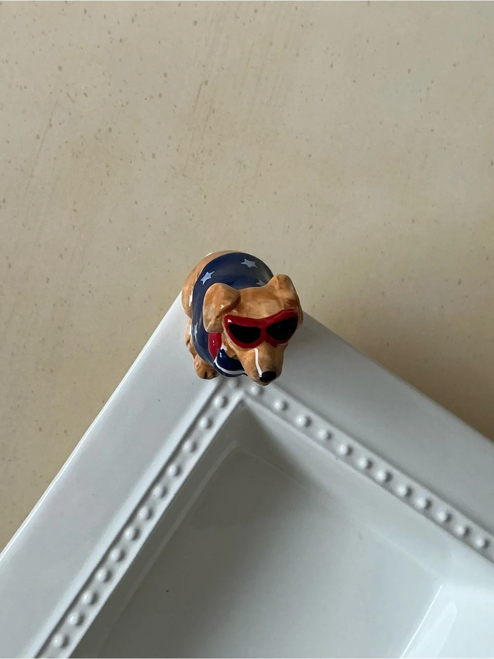 Patriotic Puppy Dog With Sunglasses Platter Decoration 🇺🇸